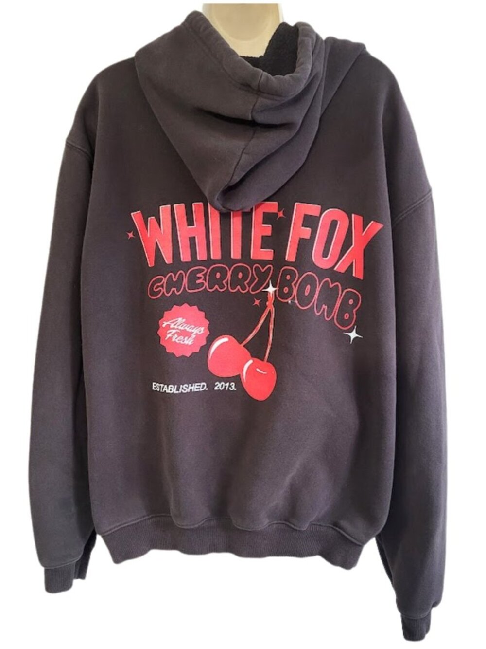 WHITE FOX Charcoal Brown "Don't Waste TIme"  Cherry Bomb Hoodie - Women's M/L